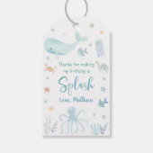 Blue Pastel Onder het Zee Verjaardag Cadeaulabel (Voorkant)