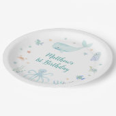 Blue Pastel Onder het Zee Verjaardag Papieren Bordje (Gekanteld)