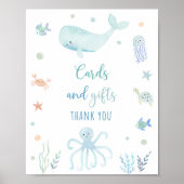 Blue Pastel Onder het Zee Verjaardagscadeau Teken Poster (Voorkant)