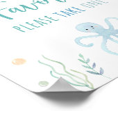 Blue Pastel Onder het Zee Verjaardagsgunst Teken Poster (Hoek)