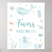 Blue Pastel Onder het Zee Verjaardagsgunst Teken Poster (Voorkant)