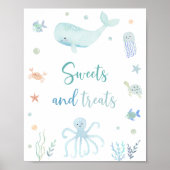 Blue Pastel Onder het Zee Verjaardagstraktaties Te Poster (Voorkant)