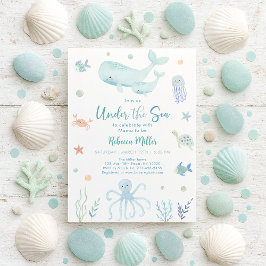 Blue Pastel Onder het Zeeen Baby shower Kaart