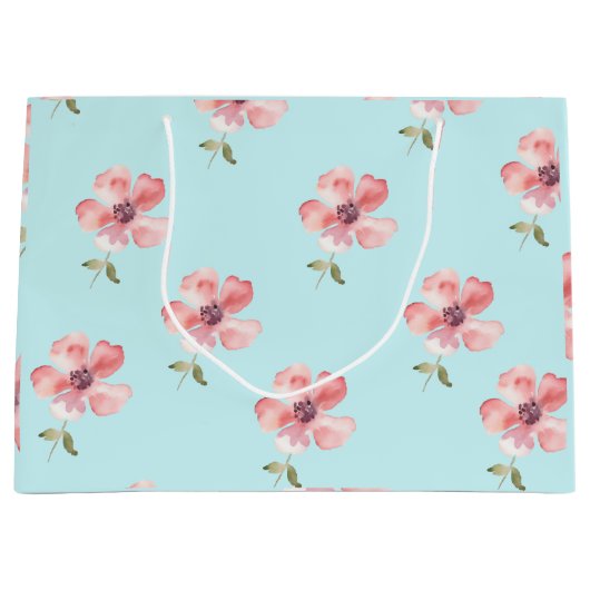 Blue Pastel Pattern Large Gift Bag Groot Cadeauzakje (Voorkant)