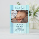 Blue Pastel Pset Baby Foto Hartelijk dank Bedankkaart (Staand voorkant)