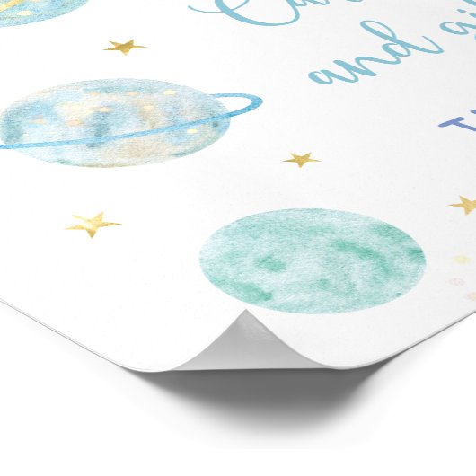 Blue Pastel Space Kaarten en cadeaus Verjaardagste Poster (Hoek)
