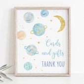 Blue Pastel Space Kaarten en cadeaus Verjaardagste Poster