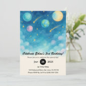 Blue Pastel Space Sky Birthday  Kaart (Staand voorkant)