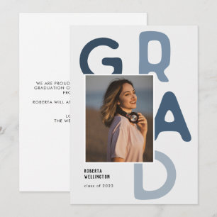 Blue Pastel Typography Photo 2023 Afstuderen Aankondiging