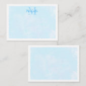Blue Pastel Watercolor All Occasion Monogram Notitiekaartje (Voorkant / Achterkant)