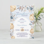 Blue Pastel Waterverf Pompoen herfst wilde bloemen Kaart (Staand voorkant)