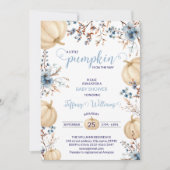 Blue Pastel Waterverf Pompoen herfst wilde bloemen Kaart (Voorkant)