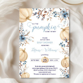 Blue Pastel Waterverf Pompoen herfst wilde bloemen Kaart