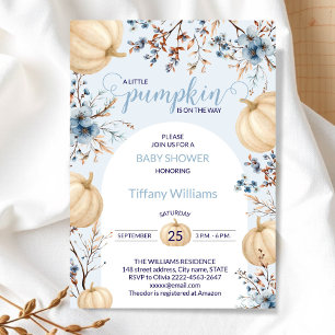 Blue Pastel Waterverf Pompoen herfst wilde bloemen Kaart