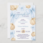 Blue Pastel Waterverf Pompoen strik lint Kaart (Voorkant)