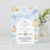 Blue Pastel Waterverf Pompoen strik lint Kaart (Staand voorkant)