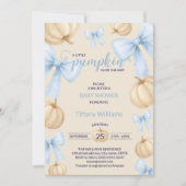 Blue Pastel Waterverf Pompoen strik lint Kaart (Voorkant)