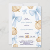 Blue Pastel Waterverf Pompoen strik lint Kaart (Voorkant)