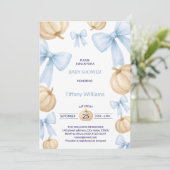 Blue Pastel Waterverf Pompoen strik lint Kaart (Staand voorkant)