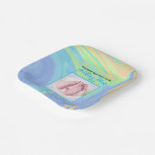 Blue Pastel Welcome First Geboren Foto Papieren Bordje (Gebogen)