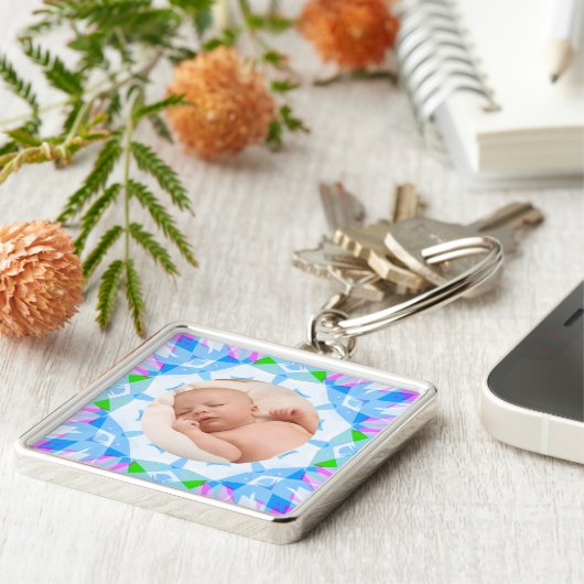  Blue Pastels Custom Photo Grootouders Dag Sleutelhanger (Zijkant)