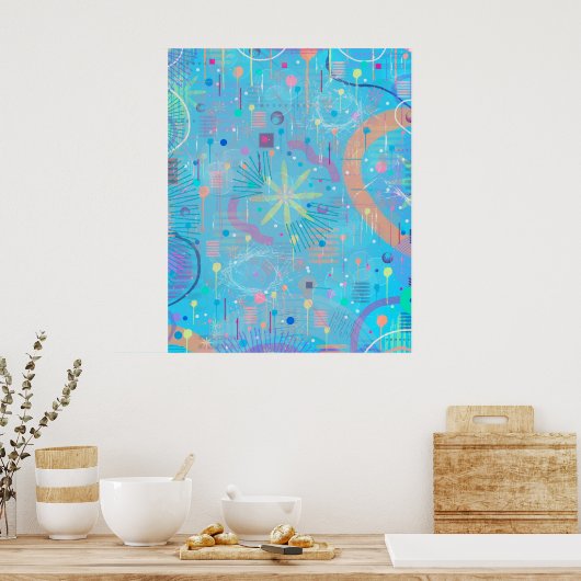 Blue Pastels Dream Abstract  Poster (Keuken)