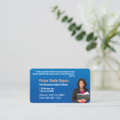 Blue Pastor of Deacon Photo Church Visitekaartje (Staand voorkant)
