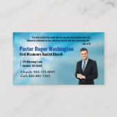 Blue Pastor of Deacon Photo Church Visitekaartje (Voorkant)
