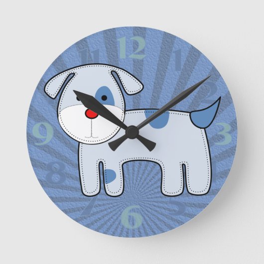 Blue Patch Puppy Medium Clock Ronde Klok (Voorkant)