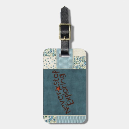 Blue Patchwork-Bagagelabel Bagagelabel (Voorkant verticaal)