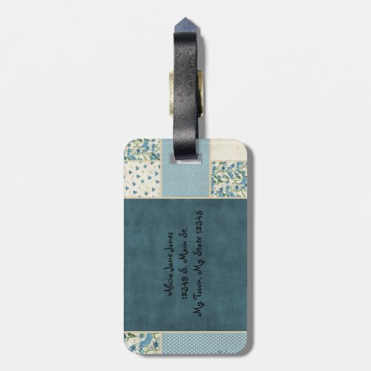 Blue Patchwork-Bagagelabel Bagagelabel (Achterkant verticaal)