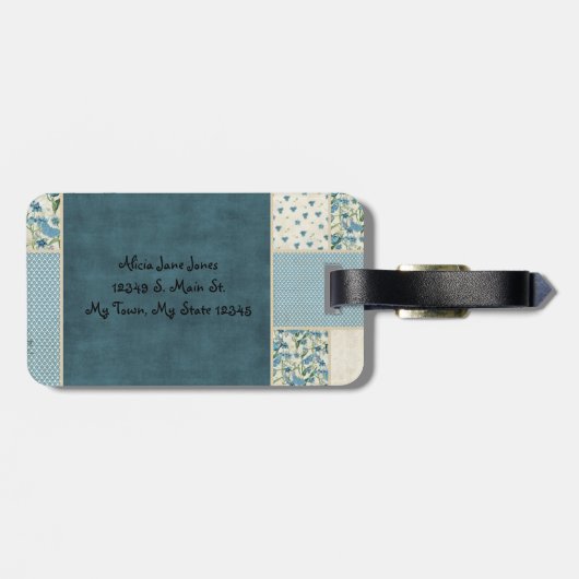 Blue Patchwork-Bagagelabel Bagagelabel (Achterkant horizontaal)