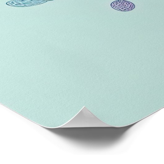 Blue Patchwork Butterfly Poster (Hoek)