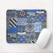 Blue Patchwork Mousepad Muismat (Met muis)