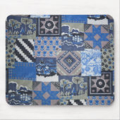 Blue Patchwork Mousepad Muismat (Voorkant)