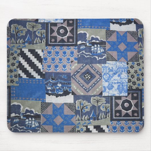 Blue Patchwork Mousepad Muismat (Voorkant)
