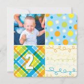 Blue Patchwork Pattern Squares Boy Fothday Kaart (Voorkant)