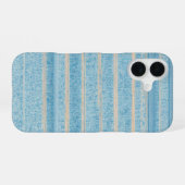 Blue Patchwork Stripe Phone Case iPhone 16 Hoesje (Achterkant horizontaal)