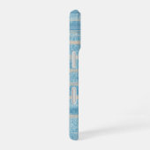 Blue Patchwork Stripe Phone Case iPhone 16 Hoesje (Rechterkant)