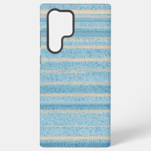 Blue Patchwork Stripe Phone Case Samsung Galaxy Hoesje (Achterkant)
