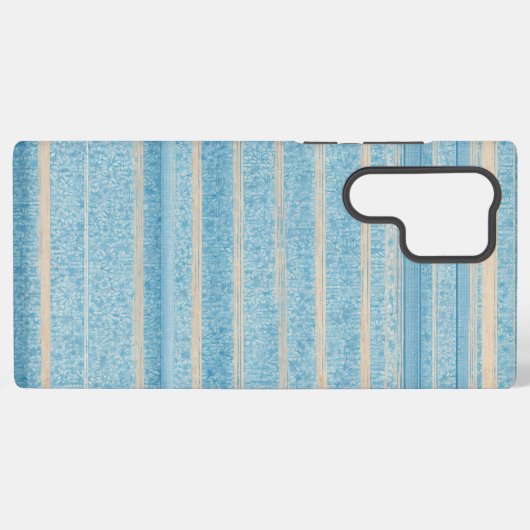 Blue Patchwork Stripe Phone Case Samsung Galaxy Hoesje (Achterkant horizontaal)