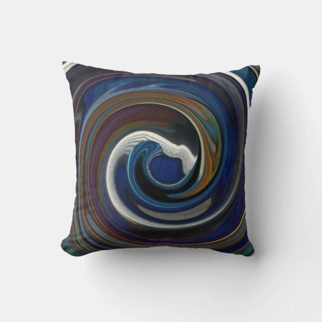 Blue Patchwork Swirl Sierkussen (Voorkant)