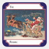 Blue Patriotic American Santa Christmas Gift Label (Voorkant)