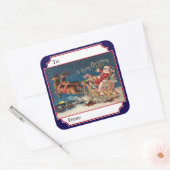 Blue Patriotic American Santa Christmas Gift Label (Envelop)