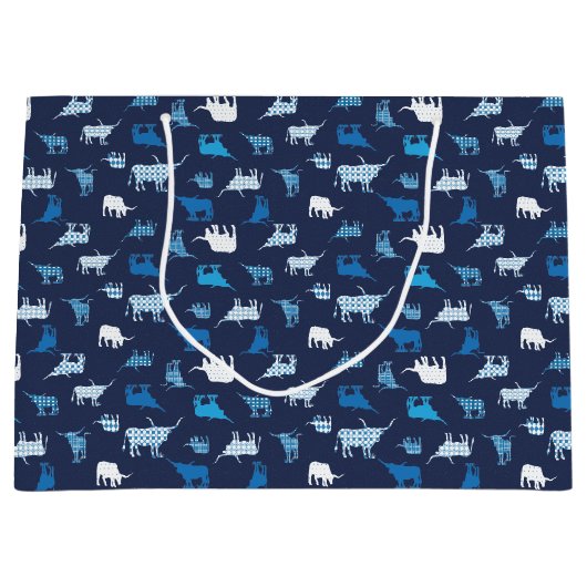 Blue Patterings Longhorns Pattern Groot Cadeauzakje (Voorkant)