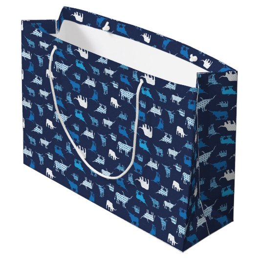 Blue Patterings Longhorns Pattern Groot Cadeauzakje (Achterkant Gekanteld)