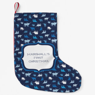 Blue Patterings Longhorns Pattern Kleine Kerstsok