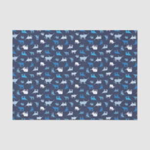Blue Patterings Longhorns Pattern Tissuepapier