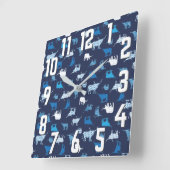 Blue Patterings Longhorns Pattern Vierkante Klok (Hoek)