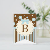 Blue Pattern Baby Party Flag Bunting Banner Briefkaart (Staand voorkant)